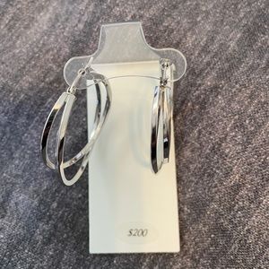 White Gold Double Hoop Earrings